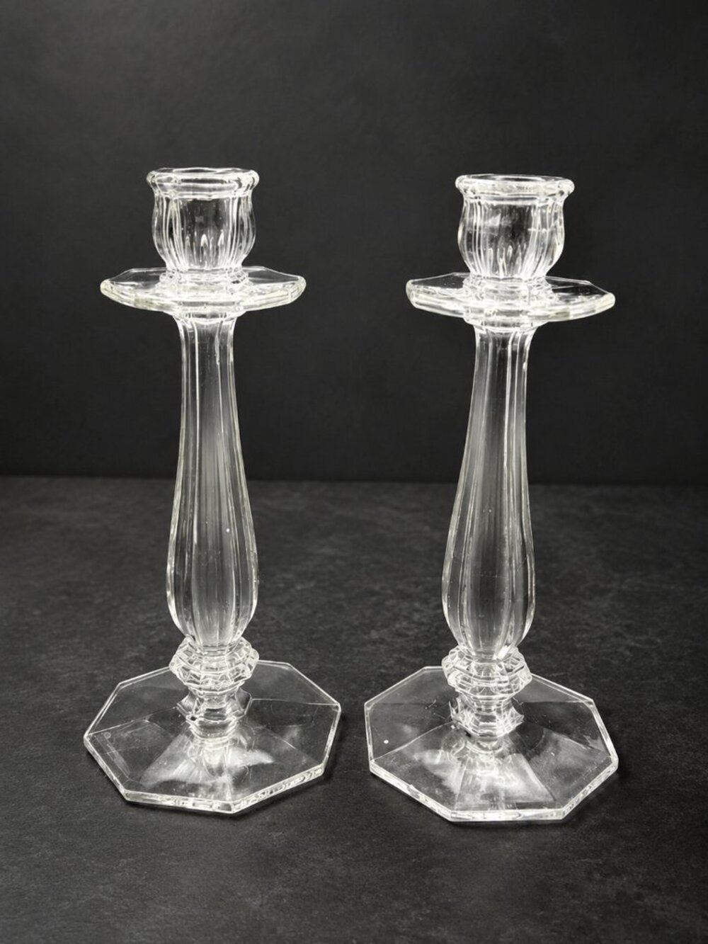 VTG Tiffany & Co. Crystal Candlesticks Pair – Stamped "Regist Applied For"
